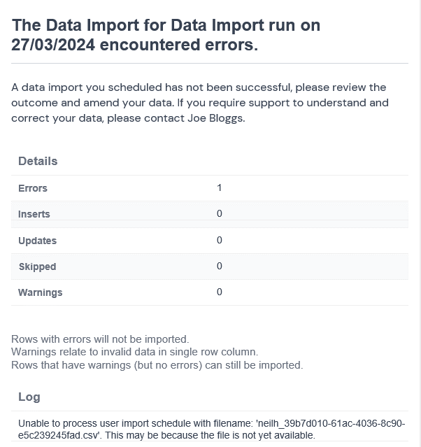 A screenshot of a data import error

Description automatically generated
