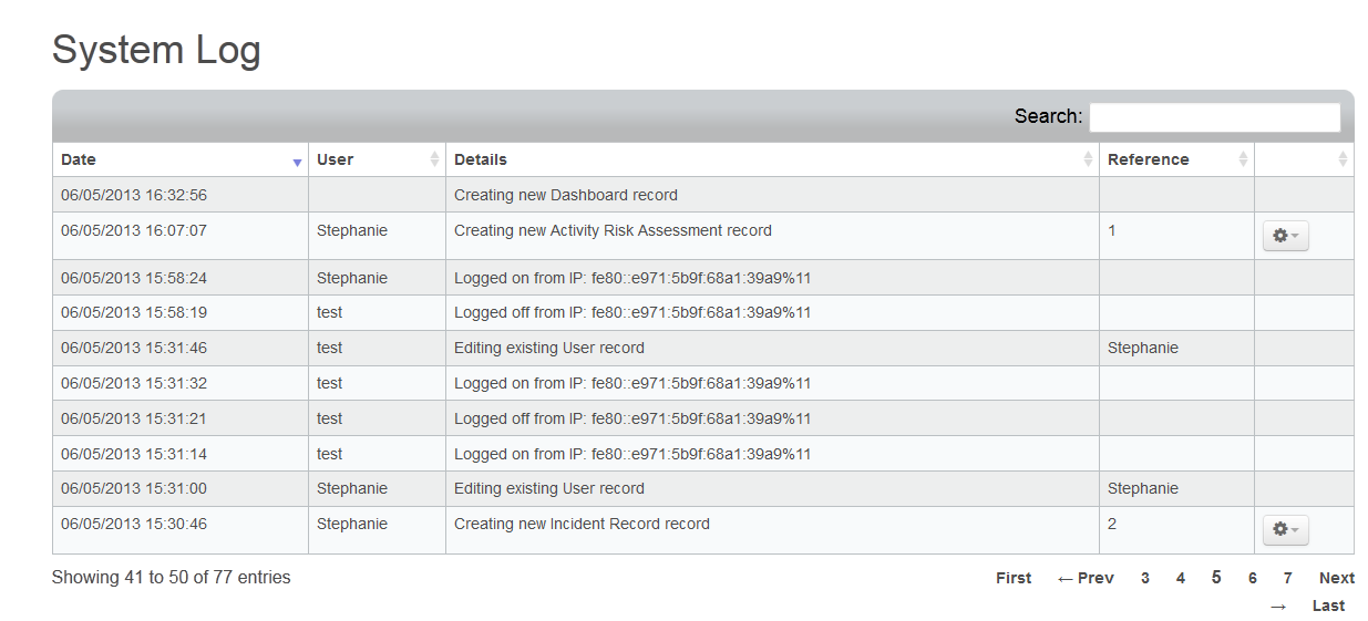 System Log – Evotix