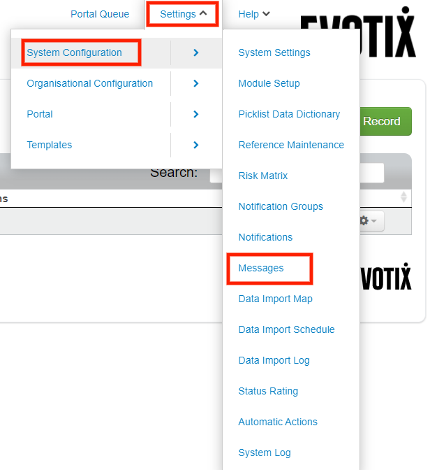 Sending a message to users within the system – Evotix