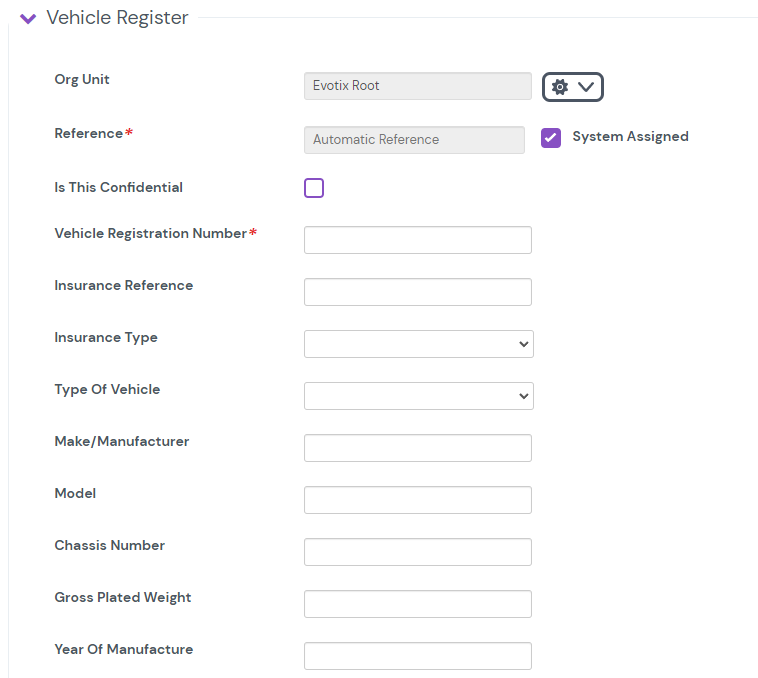 Vehicle Register & Vehicle Incident Evotix